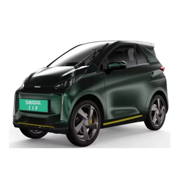 Location Swapa Zip – voiture sans permis électrique en Île-de-France – Swapa Zip verte, vue de trois quarts avant